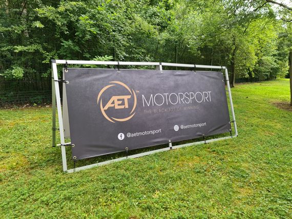 freestanding motorsport banner