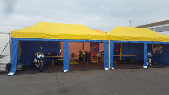 blue yellow motorsport gazebo