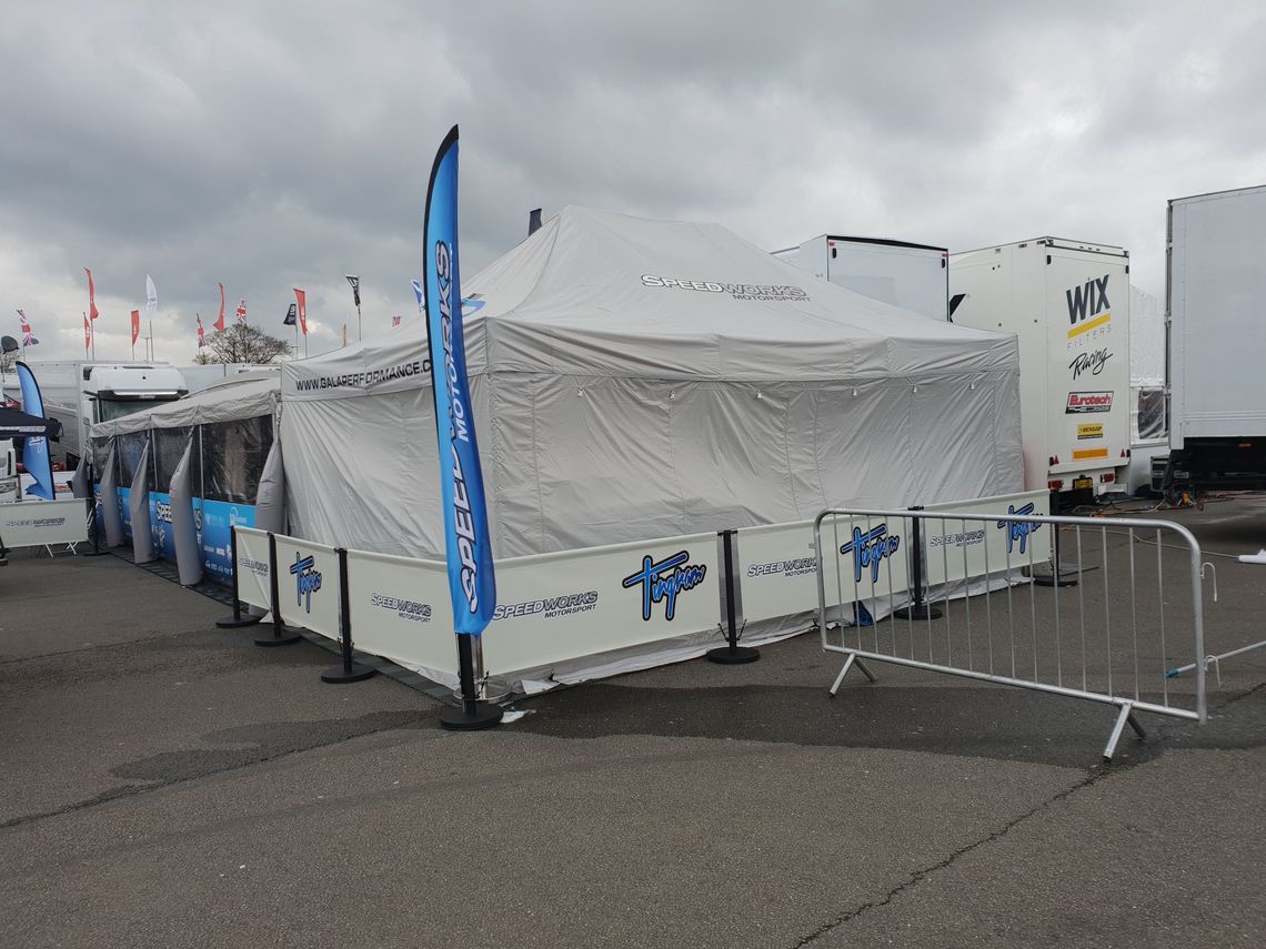 Pop up tent at  British Touring Car meeting