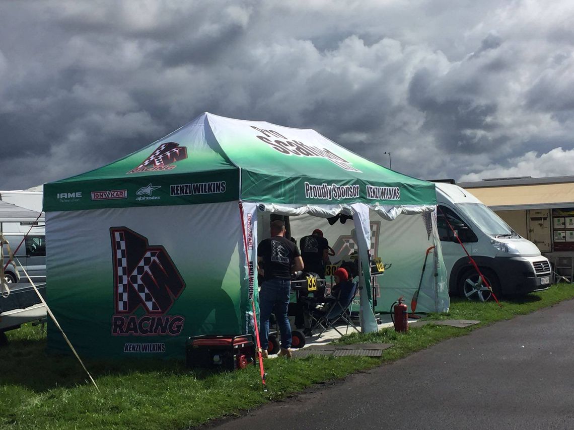 Printed gazebo at a karting event