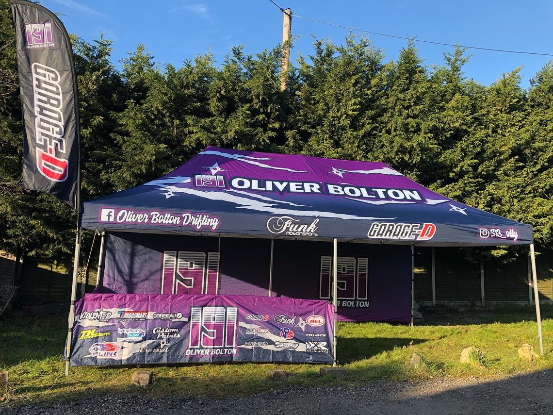 Printed pop up motorsport gazebo